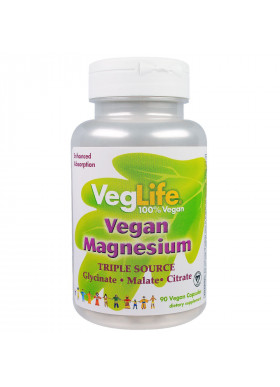 VegLife, Vegan Magnesium, Triple Source, 90 Vegan Caps