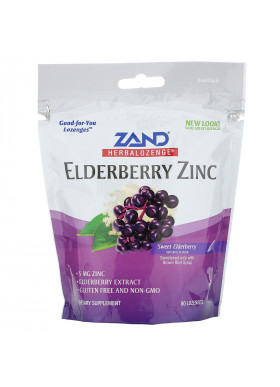 Zand, Herbalozenge, Elderberry Zinc, Sweet Elderberry, 80 Lozenges