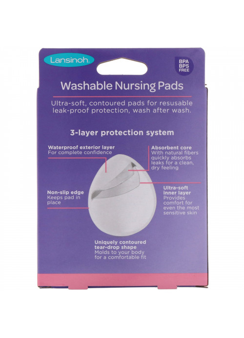 Lansinoh, Washable Nursing Pads, 4 Pads & Wash Bag