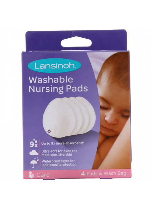 Lansinoh, Washable Nursing Pads, 4 Pads & Wash Bag
