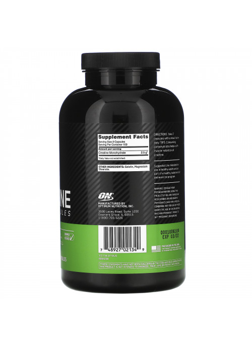 Optimum Nutrition, Micronized Creatine Capsules, 2.5 g, 200 Capsules