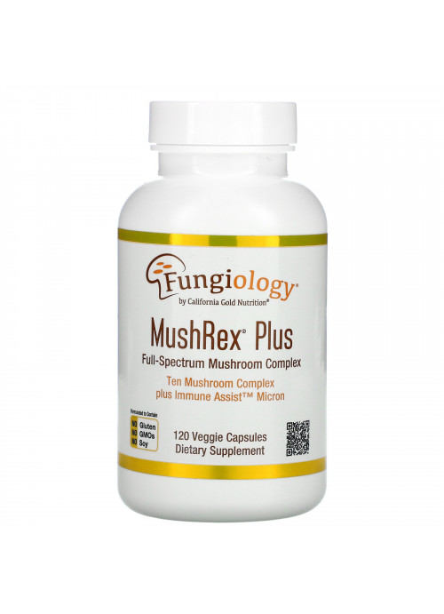 California Gold Nutrition, Fungiology, MushRex Plus, Full-Spectrum Mushroom Complex, Certified Organic, Immune Assist Micron, 120 Plantcaps