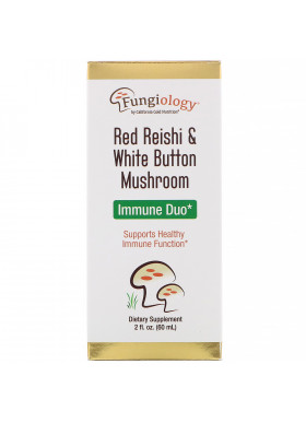 California Gold Nutrition, Fungiology, Red Reishi & White Button Mushroom, Immune Duo, 2 fl oz (60 ml)