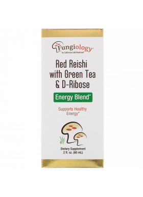 California Gold Nutrition, Fungiology, Red Reishi with Green Tea & Ribose, Energy Blend, 2 fl oz (60 ml)