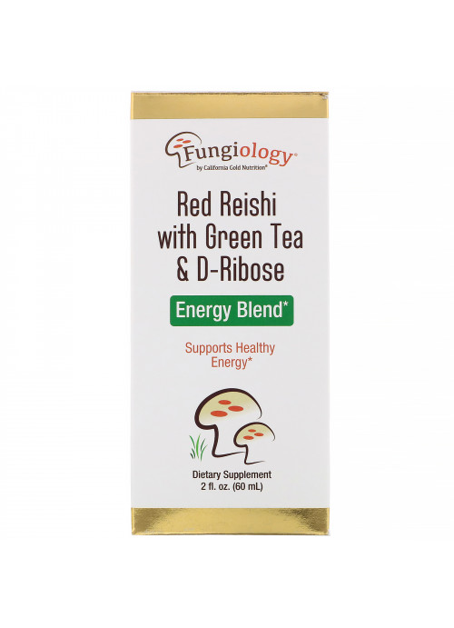 California Gold Nutrition, Fungiology, Red Reishi with Green Tea & Ribose, Energy Blend, 2 fl oz (60 ml)