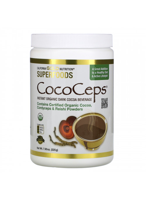 California Gold Nutrition, SUPERFOODS - CocoCeps, Organic Cocoa, Cordyceps & Reishi, 7.93 oz (225 g)