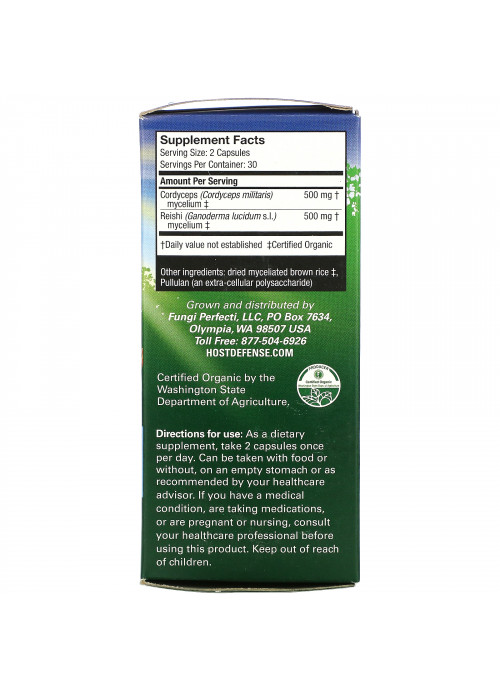 Fungi Perfecti, Host Defense Mushrooms, Cordychi, Supports Stress & Fatigue Reduction, 60 Vegetarian Capsules