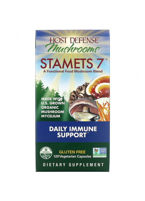 Fungi Perfecti, Host Defense Mushrooms, Stamets 7, Daily Immune Support, 120 Vegetarian Capsules