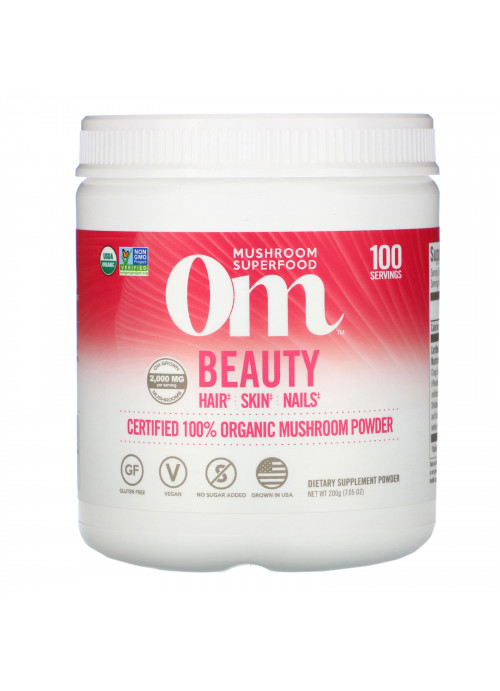 Om Mushrooms, Beauty, Certified 100% Organic Mushroom Powder, 7.05 oz (200 g)
