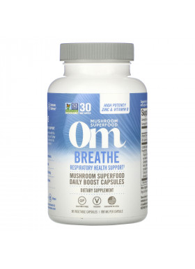 Om Mushrooms, Breathe, Respiratory Health Support, 90 Vegetable Capsules