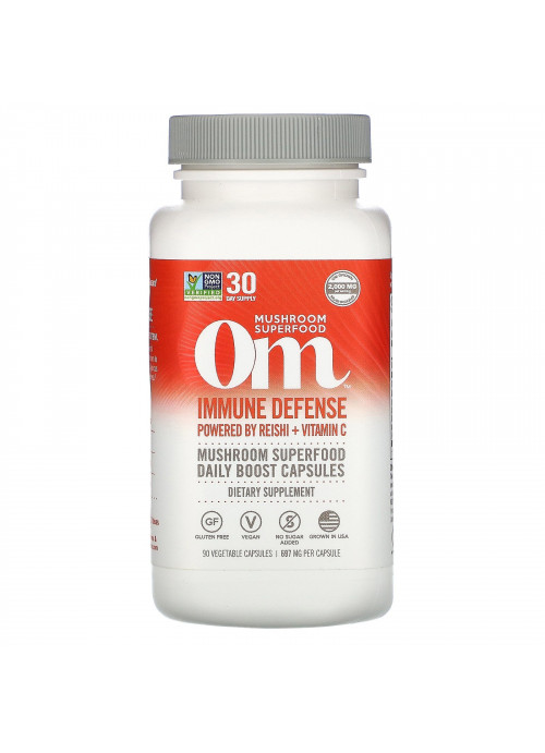 Om Mushrooms, Immune Defense, Powered by Reishi + Vitamin C, 697 mg, 90 Vegetarian Capsules