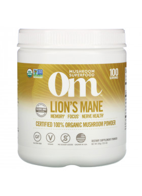 Om Mushrooms, Lion's Mane, Certified 100% Organic Mushroom Powder, 7.05 oz (200 g)