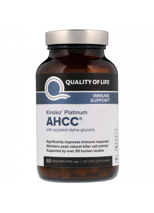 Quality of Life Labs, Kinoko Platinum AHCC, 750 mg, 60 Vegicaps