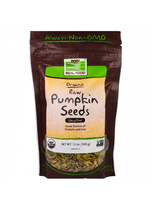 Now Foods, Real Food, Organic, Raw Pumpkin Seeds, Unsalted, 12 oz (340 g)