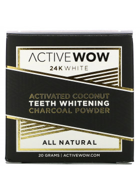 Active Wow, 24K White, All Natural Teeth Whitening Charcoal Powder, Activated Coconut, 20 g