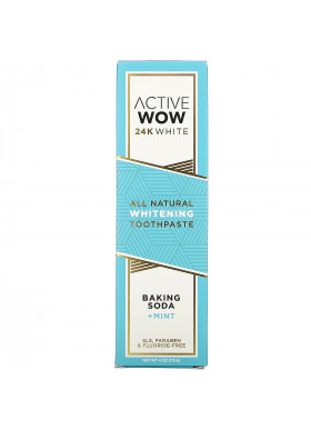 Active Wow, 24K White, All Natural Whitening Toothpaste, Baking Soda + Mint,  4 oz (113 g)