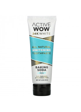 Active Wow, 24K White, All Natural Whitening Toothpaste, Baking Soda + Mint,  4 oz (113 g)