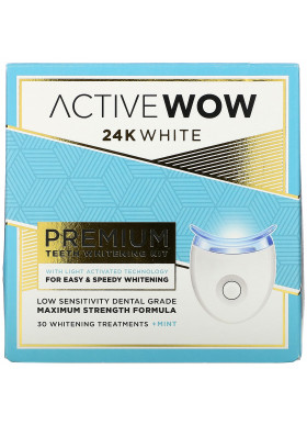 Active Wow, 24K White, Premium Teeth Whitening Kit, + Mint, 30 Treatments