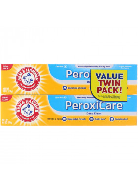 Arm & Hammer, PeroxiCare, Deep Clean, Fluoride Anticavity Toothpaste, Clean Mint, Twin Pack, 6.0 oz (170 g) Each