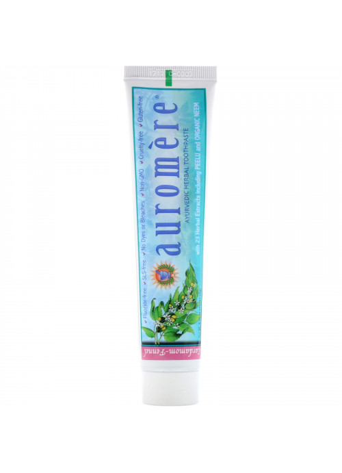Auromere, Ayurvedic Herbal Toothpaste, Foam-Free, Cardamom-Fennel Flavor, 4.16 oz (117 g)