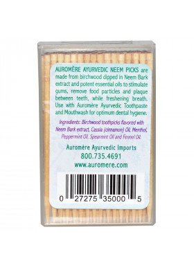Auromere, Ayurvedic Toothpicks, Neem Picks, 100 Pieces