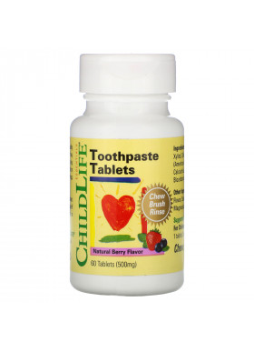 ChildLife, Toothpaste Tablets, Natural Berry Flavor, 500 mg, 60 Tablets