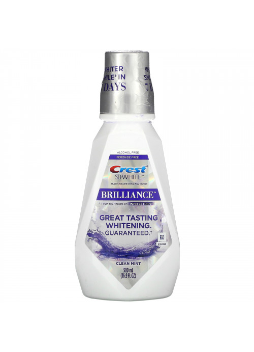 Crest, 3D White, Brilliance Whitening Mouthwash, Alcohol Free, Clean Mint, 16.9 fl oz (500 ml)