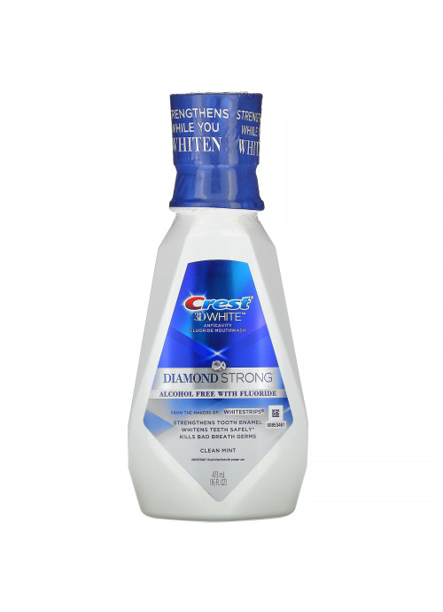 Crest, 3D White, Diamond Strong Mouthwash with Fluoride, Alcohol Free, Clean Mint, 16 fl oz (473 ml)
