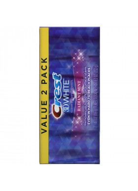 Crest, 3D White, Fluoride Anticavity Toothpaste, Radiant Mint, 2 Pack, 4.1 oz (116 g) Each