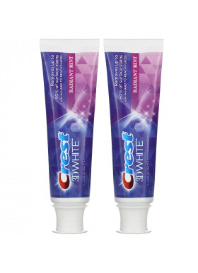 Crest, 3D White, Fluoride Anticavity Toothpaste, Radiant Mint, 2 Pack, 4.1 oz (116 g) Each
