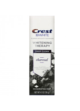 Crest, 3D White, Whitening Therapy, Fluoride Anticavity Toothpaste, Charcoal, Invigorating Mint, 4.1 oz (116 g)
