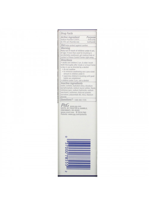 Crest, 3D White, Whitening Therapy, Fluoride Anticavity Toothpaste, Charcoal, Invigorating Mint, 4.1 oz (116 g)