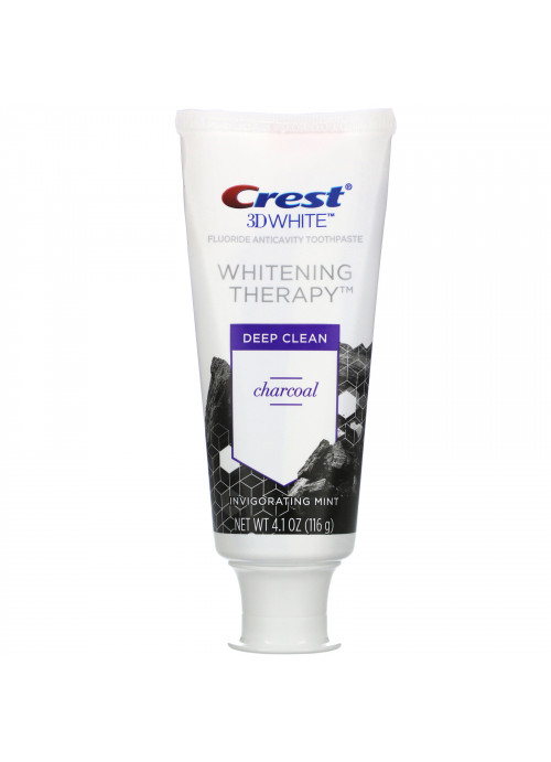 Crest, 3D White, Whitening Therapy, Fluoride Anticavity Toothpaste, Charcoal, Invigorating Mint, 4.1 oz (116 g)