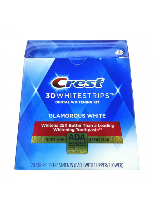 Crest, 3D Whitestrips, Dental Whitening Kit, Glamorous White, 28 Strips