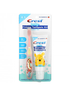 Crest, Baby Training Toothpaste Kit, Soft, 0-3 Years, Winnie the Pooh, Mild Strawberry, 1 Kit