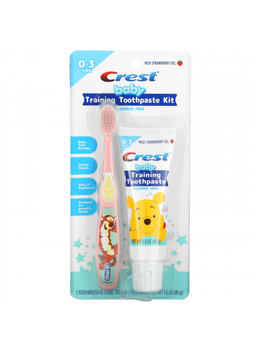 Crest, Baby Training Toothpaste Kit, Soft, 0-3 Years, Winnie the Pooh, Mild Strawberry, 1 Kit