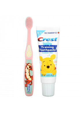 Crest, Baby Training Toothpaste Kit, Soft, 0-3 Years, Winnie the Pooh, Mild Strawberry, 1 Kit