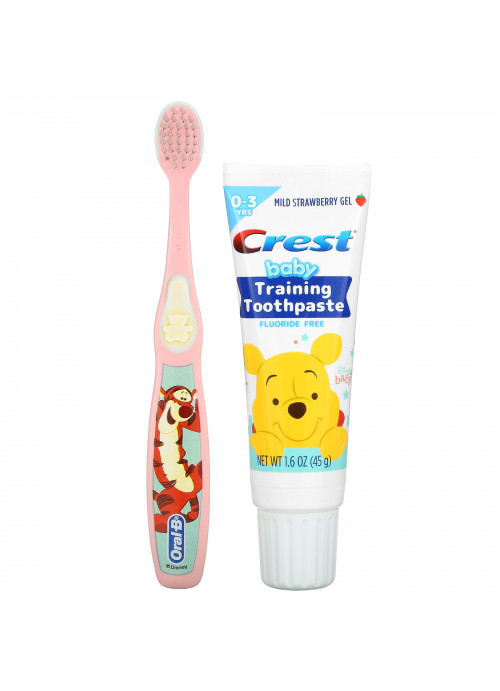 Crest, Baby Training Toothpaste Kit, Soft, 0-3 Years, Winnie the Pooh, Mild Strawberry, 1 Kit