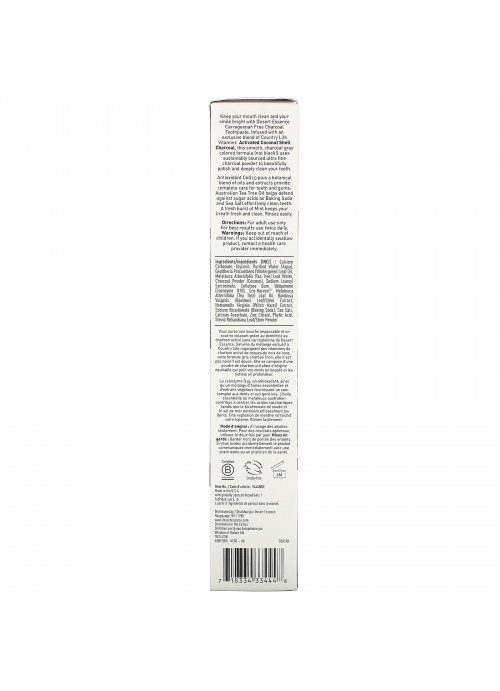 Desert Essence, Activated Charcoal Toothpaste, Fresh Mint, 6.25 oz (176 g)
