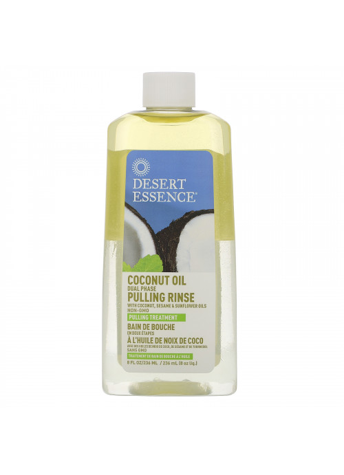Desert Essence, Coconut Oil Dual Phase, Pulling Rinse, 8 fl oz (236 ml)