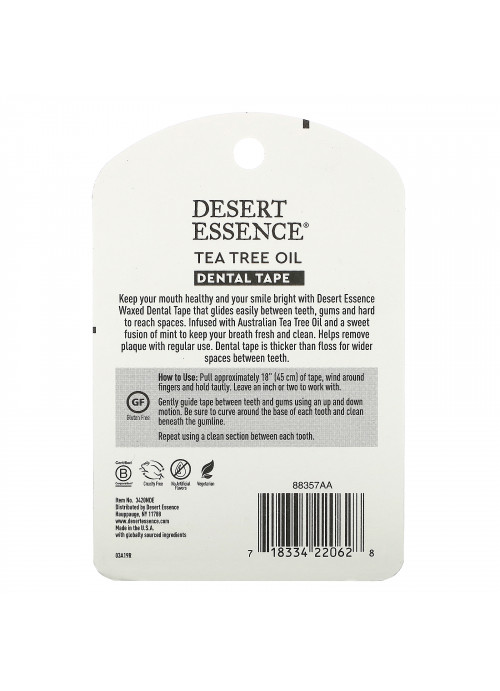 Desert Essence, Tea Tree Oil Dental Tape, Waxed, 30 Yds (27.4 m)
