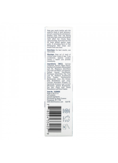 Desert Essence, Tea Tree Oil Whitening Plus Toothpaste, Cool Mint, 1 oz (28.35 g)
