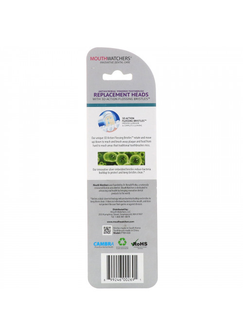 Dr. Plotka, MouthWatchers, Antimicrobial Powered Toothbrush Replacement Heads, Pack of 3