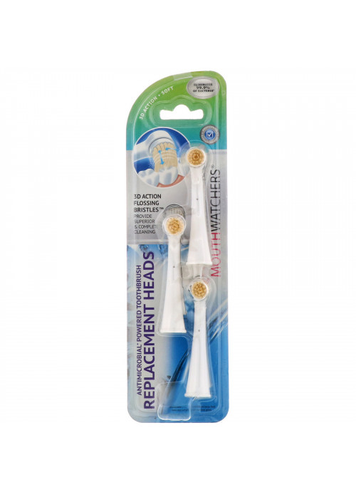 Dr. Plotka, MouthWatchers, Antimicrobial Powered Toothbrush Replacement Heads, Pack of 3