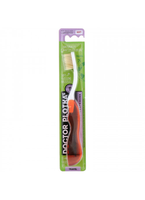 Dr. Plotka, MouthWatchers, Travel, Naturally Antimicrobial Toothbrush, Soft, Red, 1 Toothbrush
