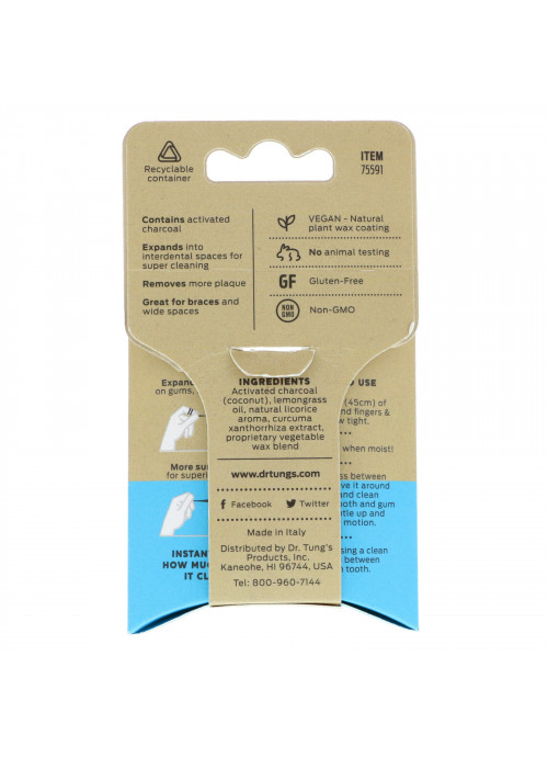 Dr. Tung's, Activated Charcoal Floss, Lemongrass, 30 yd (27 m)