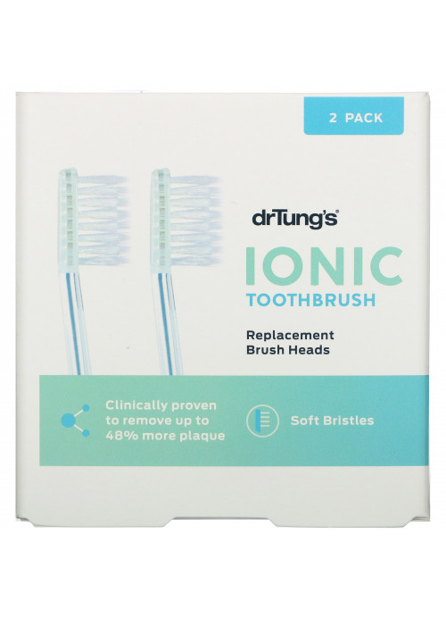 Dr. Tung's, Ionic Toothbrush, Replacement Brush Heads, Soft Bristles, 2 Pack