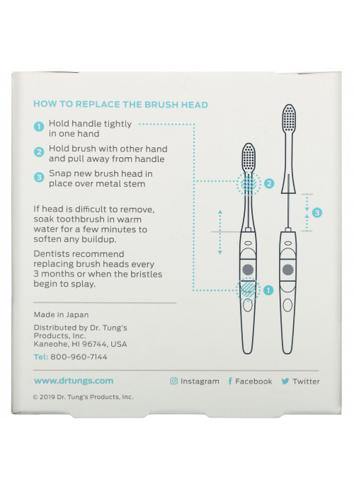 Dr. Tung's, Ionic Toothbrush, Replacement Brush Heads, Soft Bristles, 2 Pack