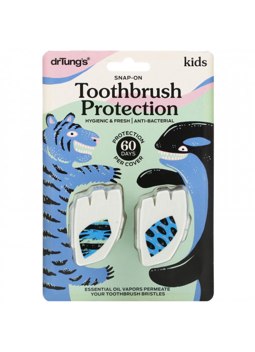 Dr. Tung's, Kid's Snap-On Toothbrush Protection, 2 Count