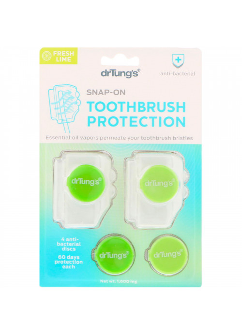 Dr. Tung's, Snap-On Toothbrush Protection, Fresh Lime, 1,600 mg
